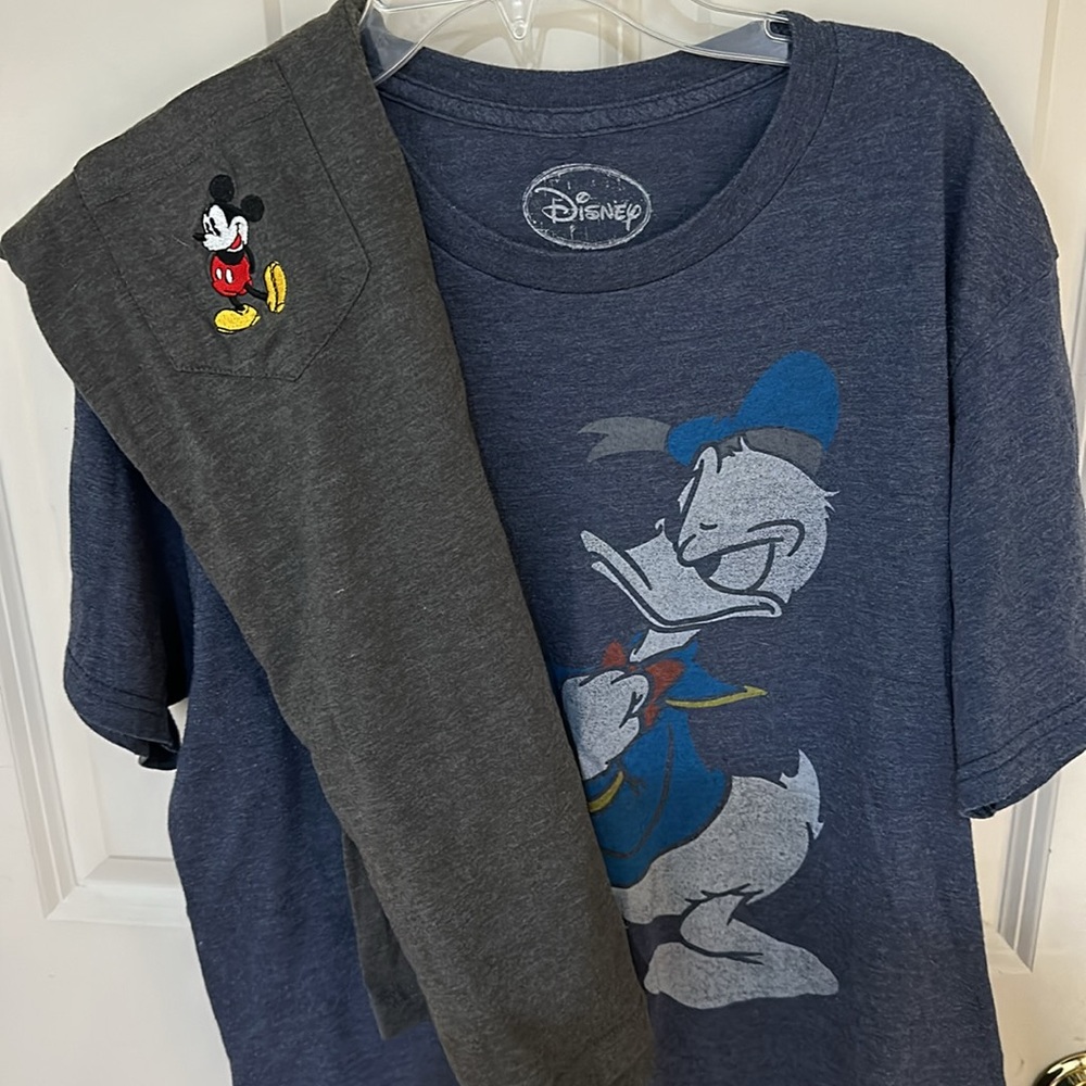 Pair of Disney shirts. Donald Duck and Mickey Mouse. Size medium